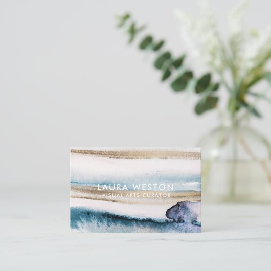 水彩画の大理石のモダンで芸術的な名刺 名刺 (スタンド正面)