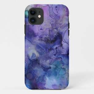 水彩画の大理石の紫色の青いiPhone 5/5Sの箱 iPhone 11 ケース