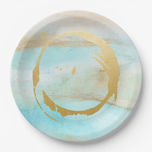 水彩画の大理石の花嫁のベビーシャワーの紙皿 ペーパープレート (正面)