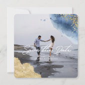 水彩画の天の海の写真を使ったSave the Date 招待状 (正面)