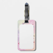 水彩画の女の子のパリかわいいピンクのエッフェル塔 ラゲッジタグ (裏面縦)