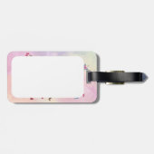 水彩画の女の子のパリかわいいピンクのエッフェル塔 ラゲッジタグ (裏面横)