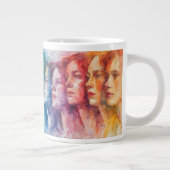 水彩画の女性の顔 ジャンボコーヒーマグカップ (右)