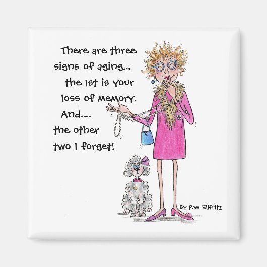 水彩画の女性エイジングの3つのシンボルや象徴 マグネット (正面)