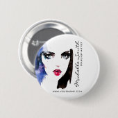 水彩画の女性ポートレート - 化粧品アーティスト ブランディング 缶バッジ (正面&裏面)