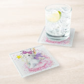 水彩画の妖精のバニー ガラスコースター (アングル)