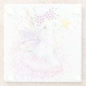 水彩画の妖精のバニー ガラスコースター (裏面)