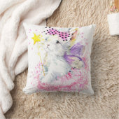 水彩画の妖精のバニー クッション (ブランケット)