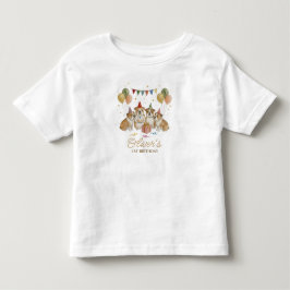 水彩画の子犬のテーマで1歳の誕生日をお祝いする男の子用デザイン トドラーTシャツ