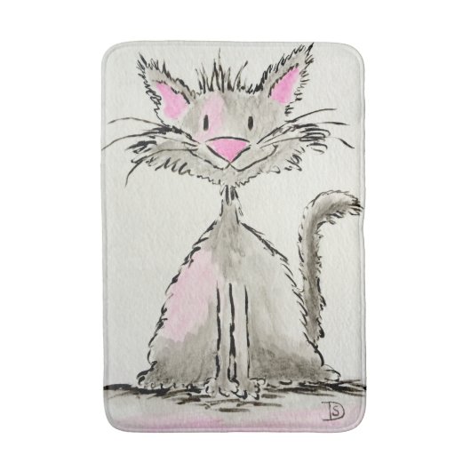 水彩画の子猫 バスマット (正面縦)