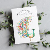 水彩画の孔雀と愛を込めて母の日に シーズンカード