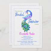 水彩画の孔雀の招待状 招待状 (正面/裏面)