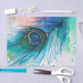 水彩画の孔雀の羽のティッシュペーパー 薄葉紙 (クラフト)