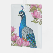 水彩画の孔雀 ガラスオーナメント (正面左)