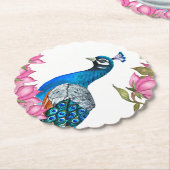 水彩画の孔雀 ペーパーコースター (アングル)