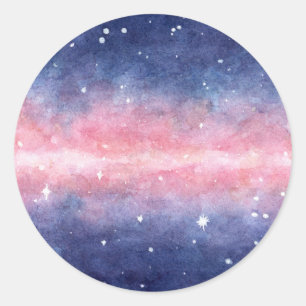 水彩画の宇宙のイラストレーションを含むステッカー ラウンドシール