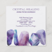 *水彩画の宝石の宇宙の宝石用原石の宇宙水晶 スクエア名刺 (裏面)