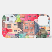水彩画の家々を使った抽象的なシームレスパターン Case-Mate iPhoneケース (裏面 (横))