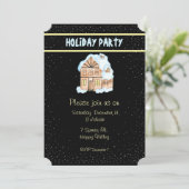 水彩画の家のホリデーパーティー招待状 招待状 (スタンド正面)