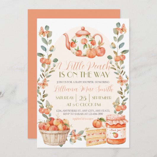 『水彩画の小さなピーチがやってくる』 招待状 (正面/裏面)