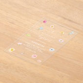 水彩画の小さな花 洗礼 アクリル招待状 (レイダウン)