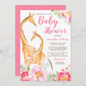 水彩画の少女ベビーシャワー招待状 招待状 (正面/裏面)