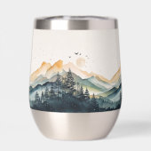 水彩画の山と森 (背面)