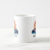 水彩画の山の日の出 聖書の詩句 コーヒーマグカップ (中央)