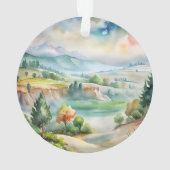 水彩画の山の風景 オーナメント (裏面)