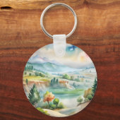 水彩画の山の風景 キーホルダー (正面)