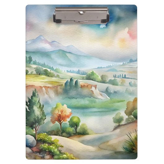 水彩画の山の風景 クリップボード (正面)