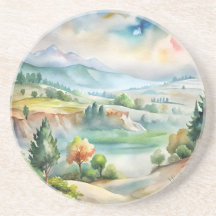 水彩画の山の風景
