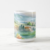水彩画の山の風景 コーヒーマグカップ (中央)
