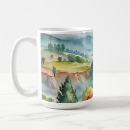 水彩画の山の風景 コーヒーマグカップ