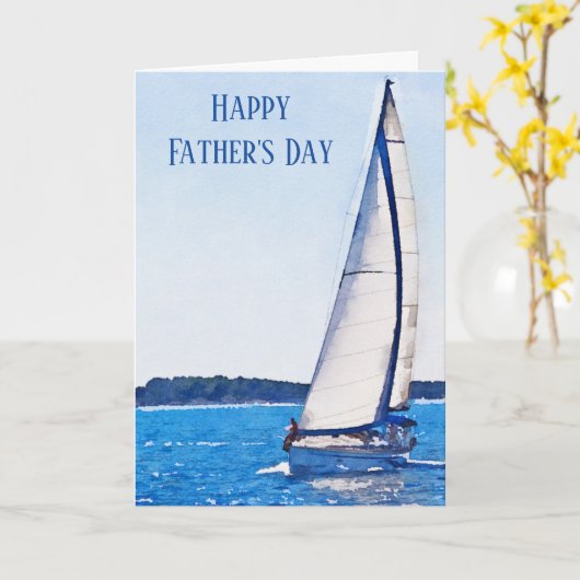 水彩画の帆船がかわいい父の日カード カード (黄色い花)
