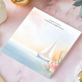 水彩画の帆船と花のデザインのオリジナルノート ノートパッド