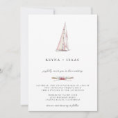 水彩画の帆船を使った海事をイメージしたウェディング招待状 案内状 (正面)