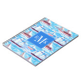 水彩画の帆船パターン ノートブック (左側)