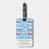 水彩画の帆船パターン ラゲッジタグ (裏面縦)