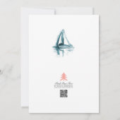 水彩画の帆船パーティー ブライダルシャワー 招待状 (裏面)