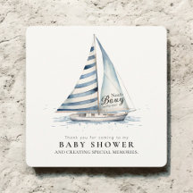 水彩画の帆船ベイビーシャワー "Nauti Bouy" 