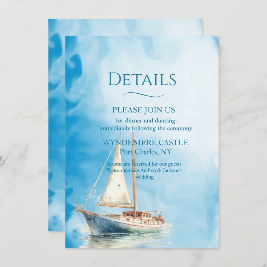 水彩画の帆船 エンクロージャーカード (正面/裏面)