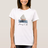 水彩画の帆船 マタニティデザイン Tシャツ (正面)