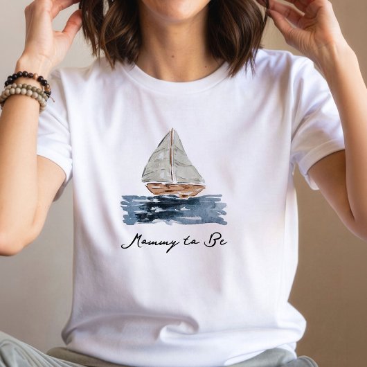 水彩画の帆船 マタニティデザイン Tシャツ