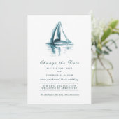 水彩画の帆船　日付変更カード セーブザデート (スタンド正面)