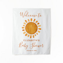 水彩画の幸せな黄色い太陽のベビーシャワーウェルカム