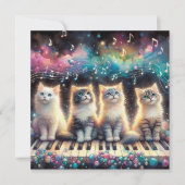 水彩画の幻想的な虹と猫たちのバレンタイン シーズンカード (正面)