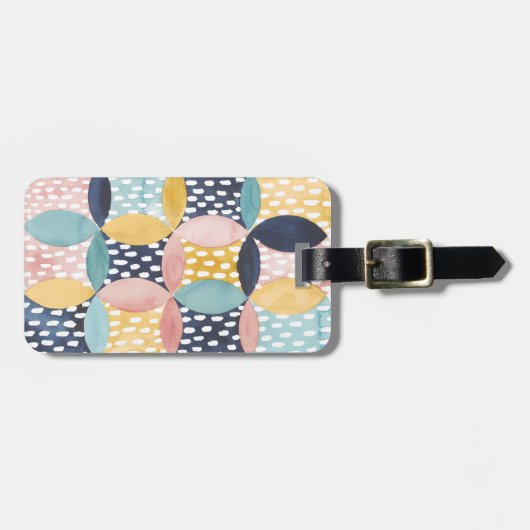 水彩画の幾何学的な円 ラゲッジタグ (正面横)