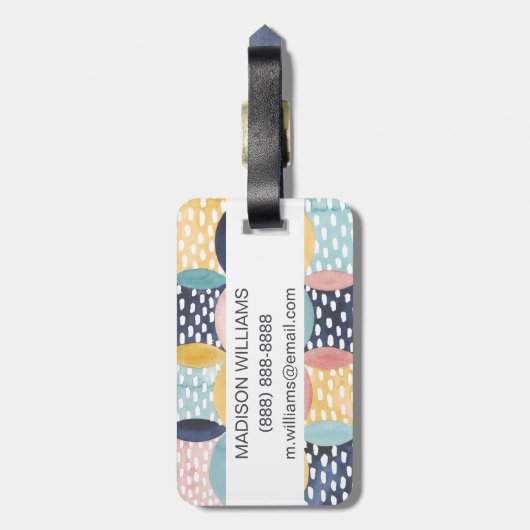 水彩画の幾何学的な円 ラゲッジタグ (裏面縦)