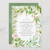 水彩画の幾何学的な水晶緑の草木の確認 招待状 (正面/裏面)